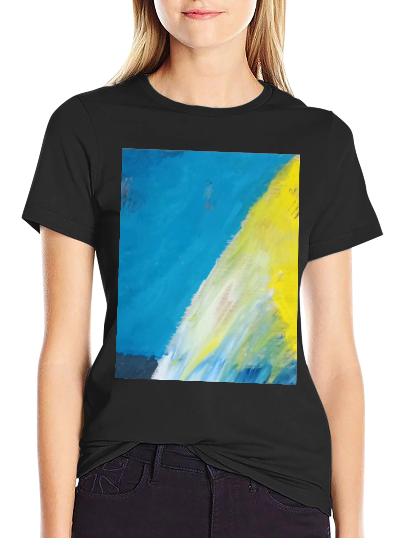 Black Abstract Art T-Shirt - Modern Graphic Tee view 2