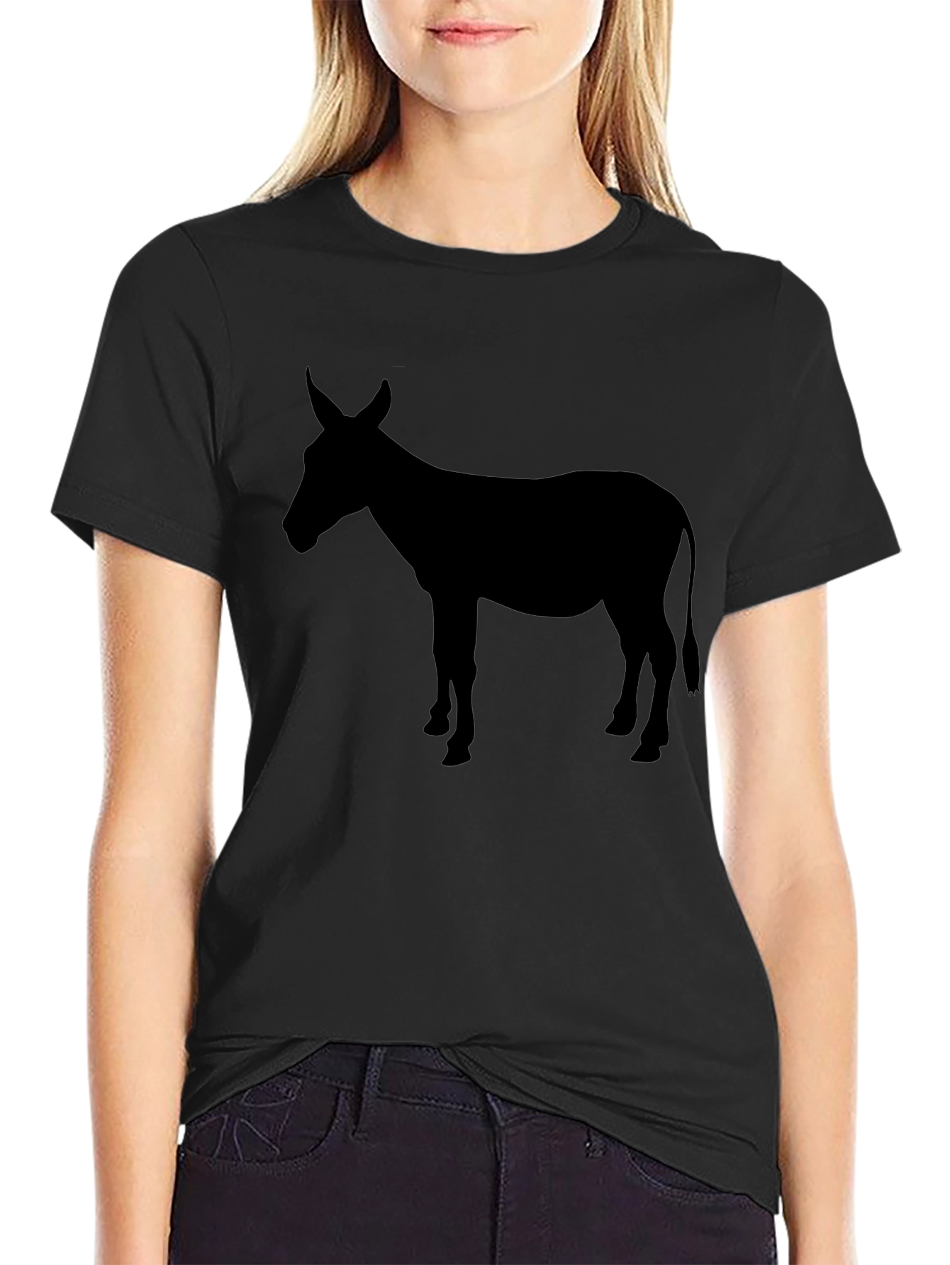 Black Black Donkey Silhouette Graphic T-Shirt view 2