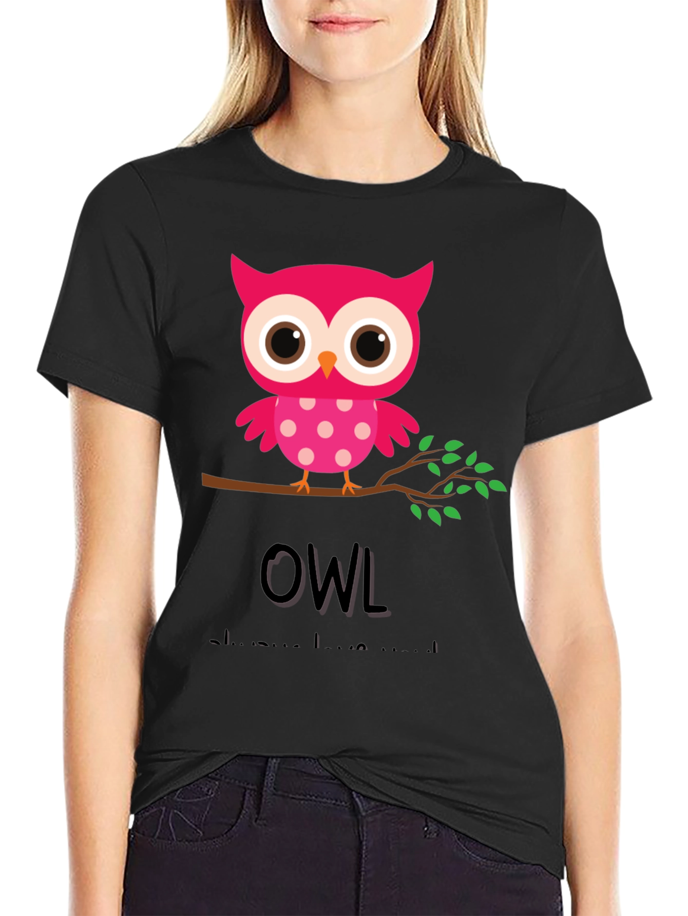 Black Owl Always Love You Graphic Tee view 2