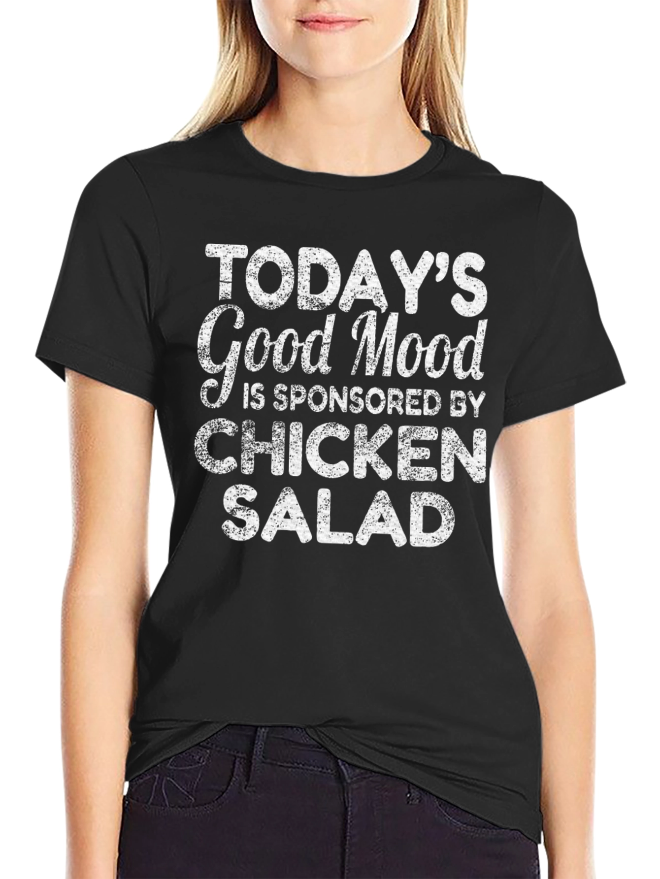 Black Chicken Salad Good Mood T-Shirt Funny Foodie Tee view 2
