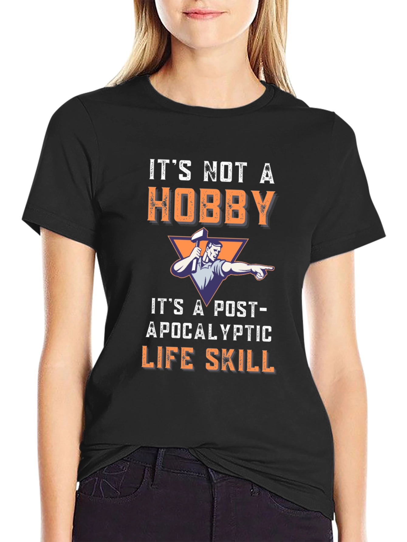 Black Post-Apocalyptic Life Skill T-Shirt view 2