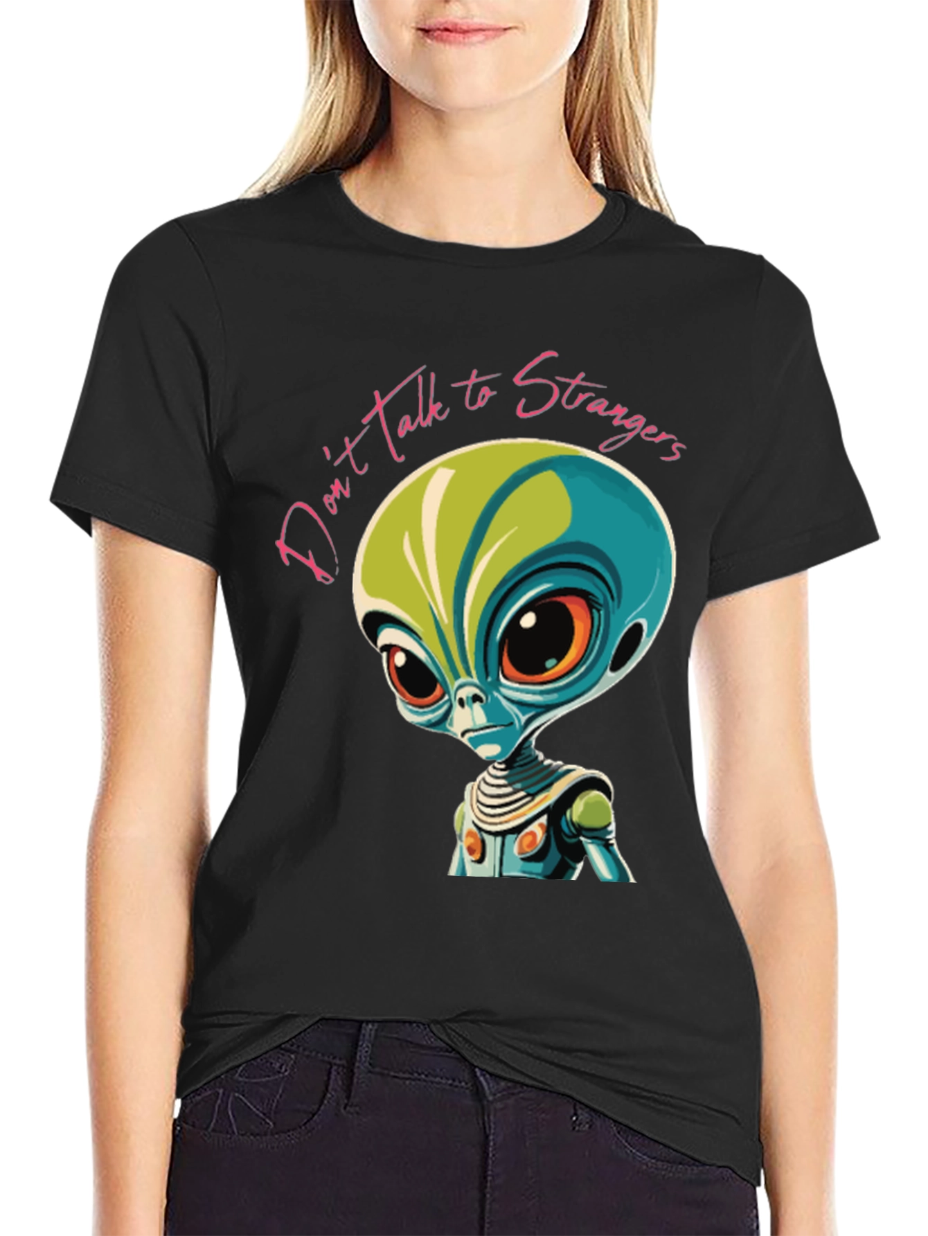 Black Don't Talk to Strangers Alien Graphic Tee view 2