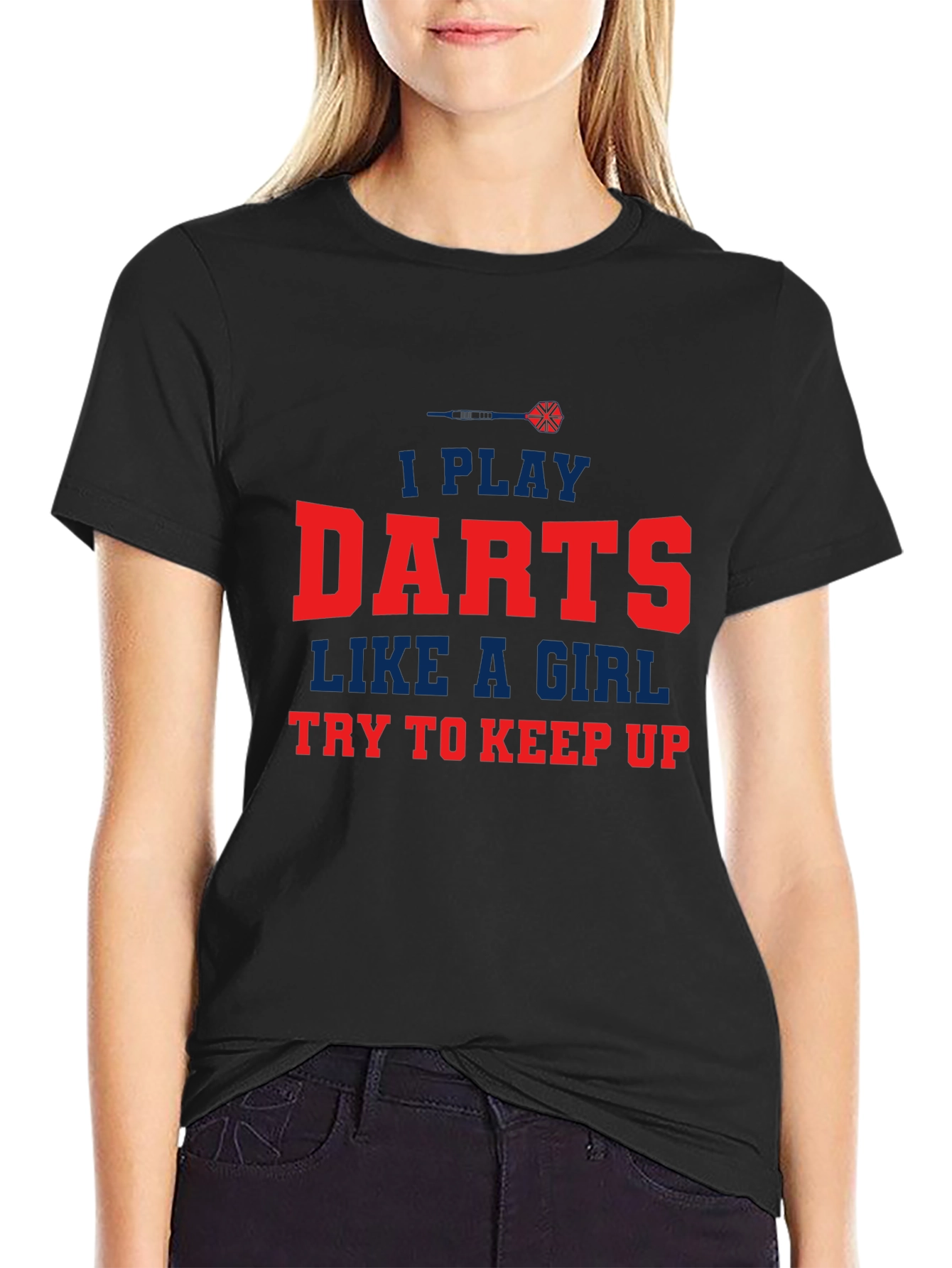 Black I Play Darts Like a Girl T-Shirt view 2