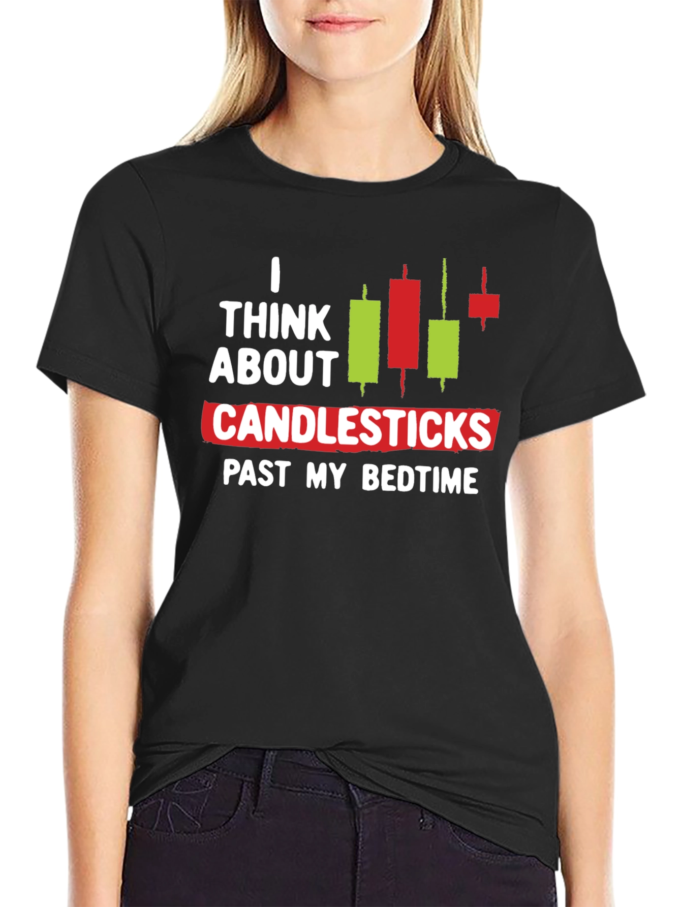 Black I Think About Candlesticks Graphic T-Shirt view 2