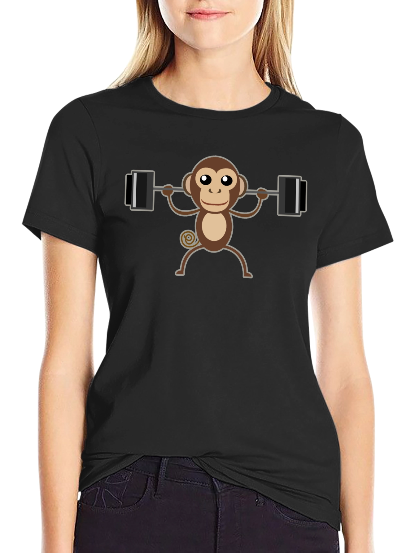 Black Monkey Barbell T-Shirt - Lift Like a Pro! view 2