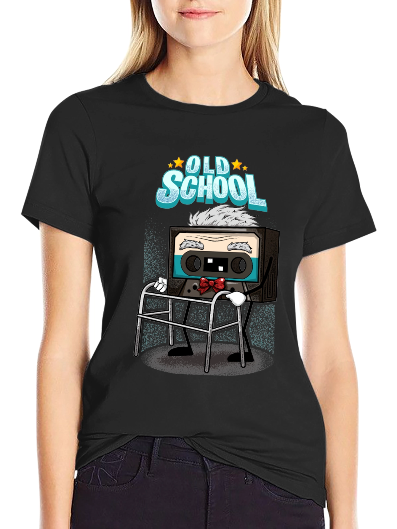 Black Old School Cassette Tape T-Shirt view 2