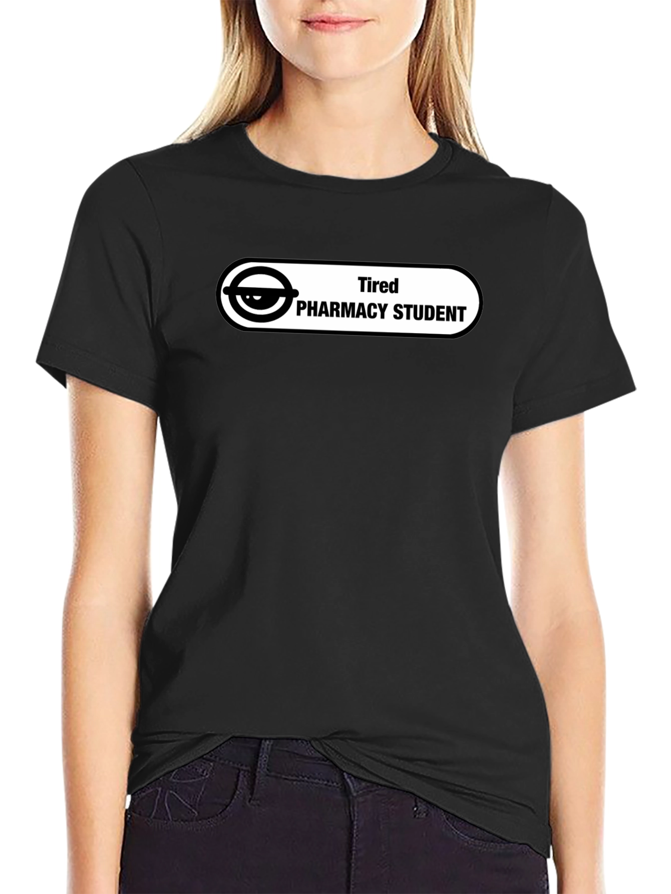 Black Tired Pharmacy Student T-Shirt - Funny Design view 2