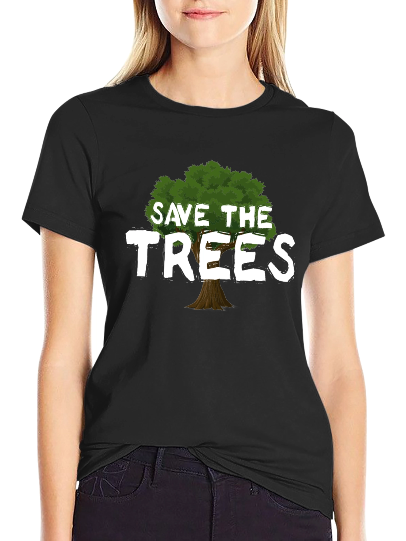 Black Save the Trees Graphic T-Shirt - Eco-Friendly Tee view 2