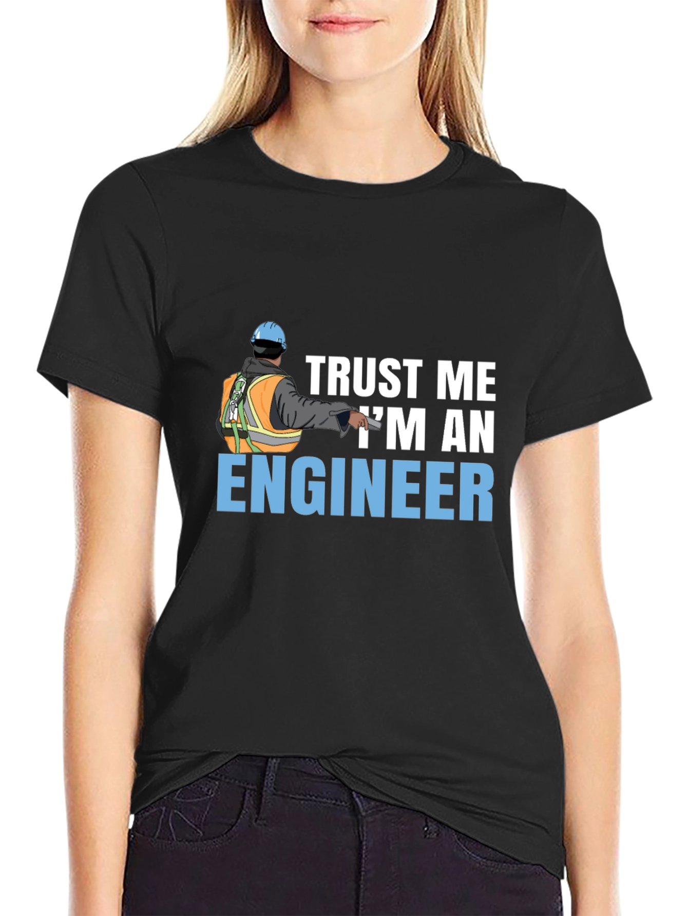 Black Trust Me I'm An Engineer Black T-Shirt view 2