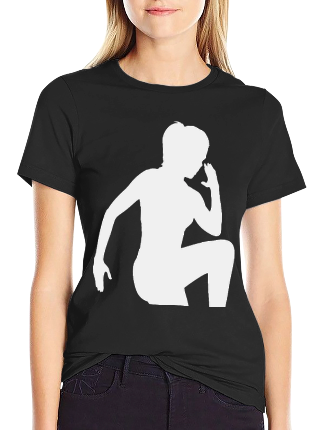 Black Silhouette Graphic Tee - Cool Black Unisex Shirt view 2
