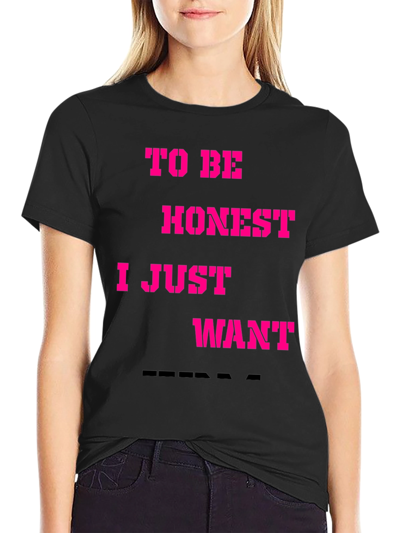 Black Funny "To Be Honest" Graphic Tee - Casual Black T-Shirt view 2