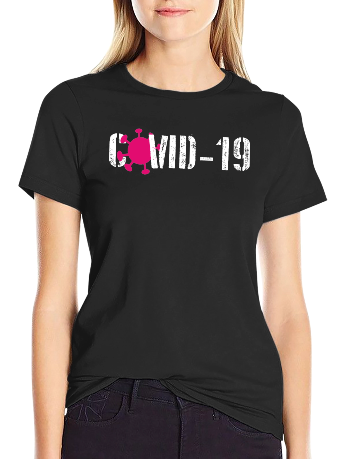 Black COVID-19 Awareness Graphic Tee - Black view 2