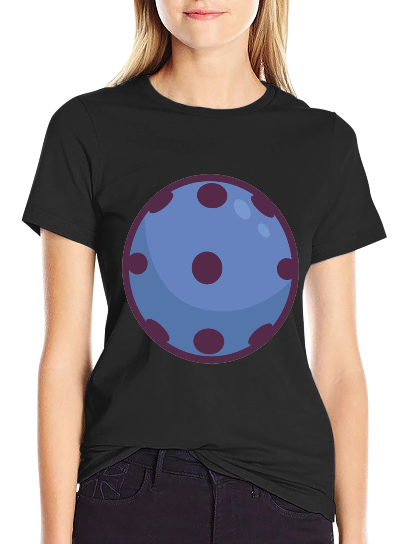 Black Abstract Polka Dot Orb Graphic Tee - Unisex Casual Top view 2