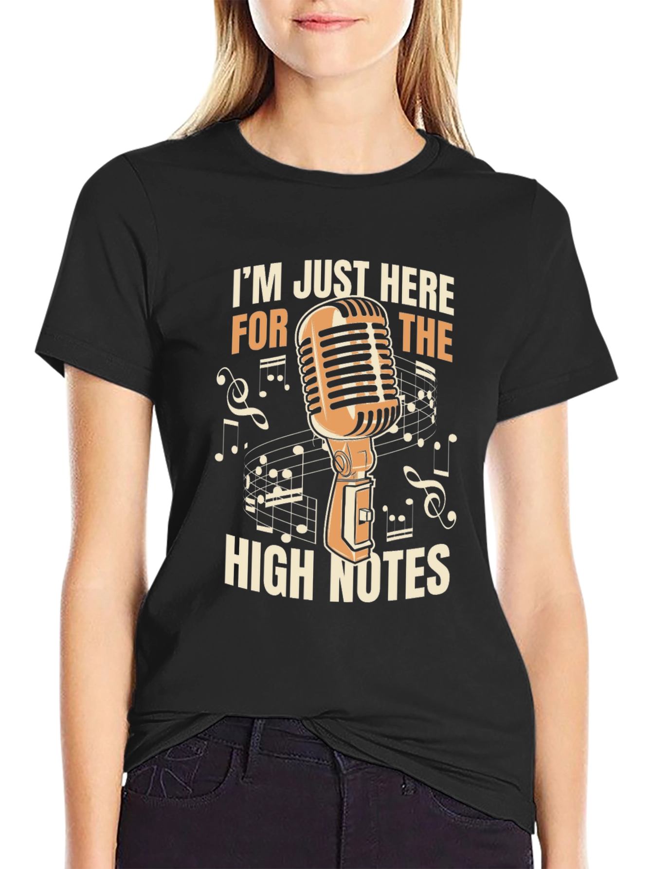 Black I'm Just Here for the High Notes T-Shirt view 2