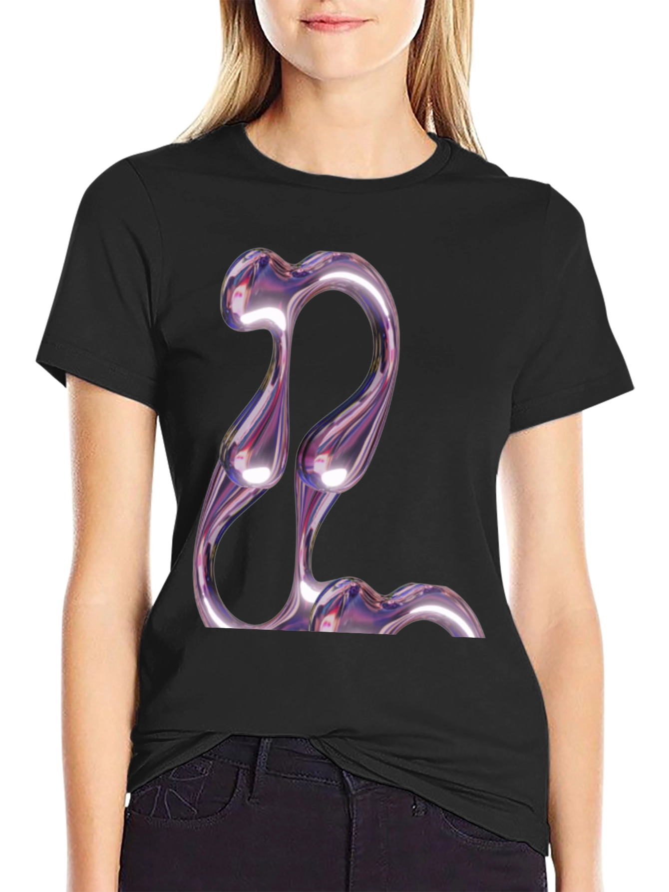 Black Abstract Chrome Graphic Tee - Modern Style view 2