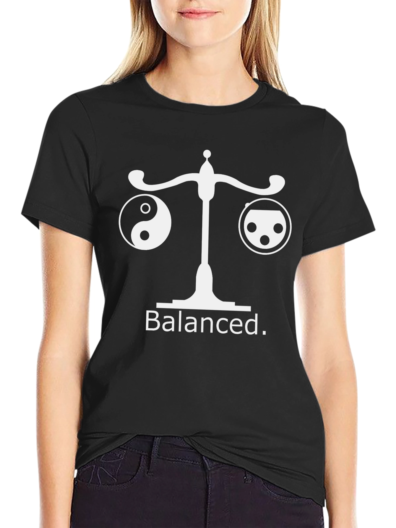 Balanced Yin Yang Scales Graphic T-Shirt - 2