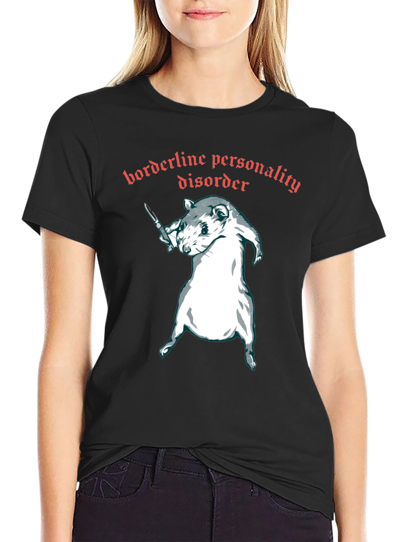 Black Borderline Personality Disorder Rat T-Shirt view 2