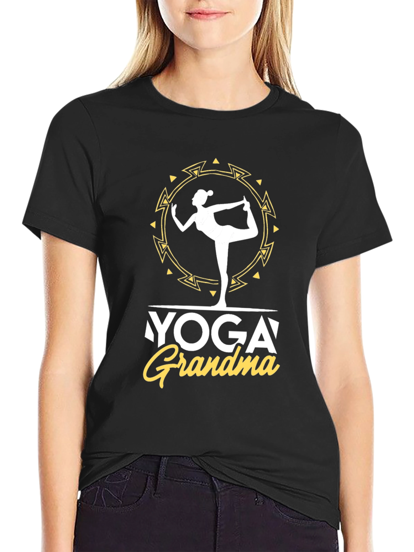 Black Yoga Grandma T-Shirt - Zen Lifestyle view 2