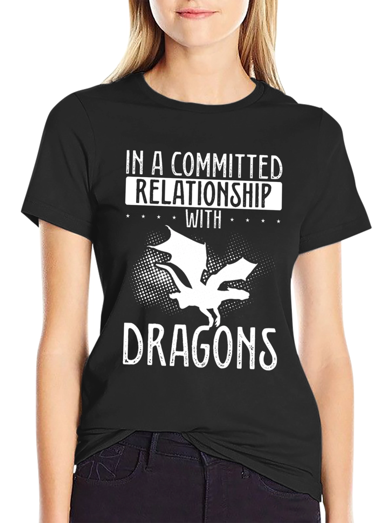 Black Dragon Lover T-Shirt - Committed Relationship with Dragons Tee view 2