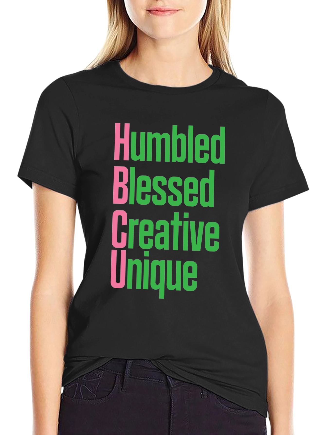 Black Humbled Blessed Creative Unique HBCU T-Shirt view 2