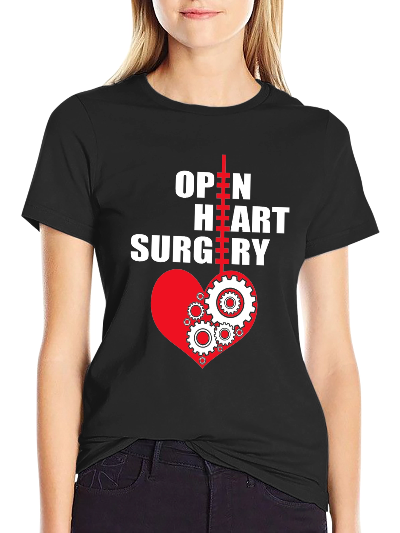 Black Open Heart Surgery T-Shirt - Heart Gears view 2