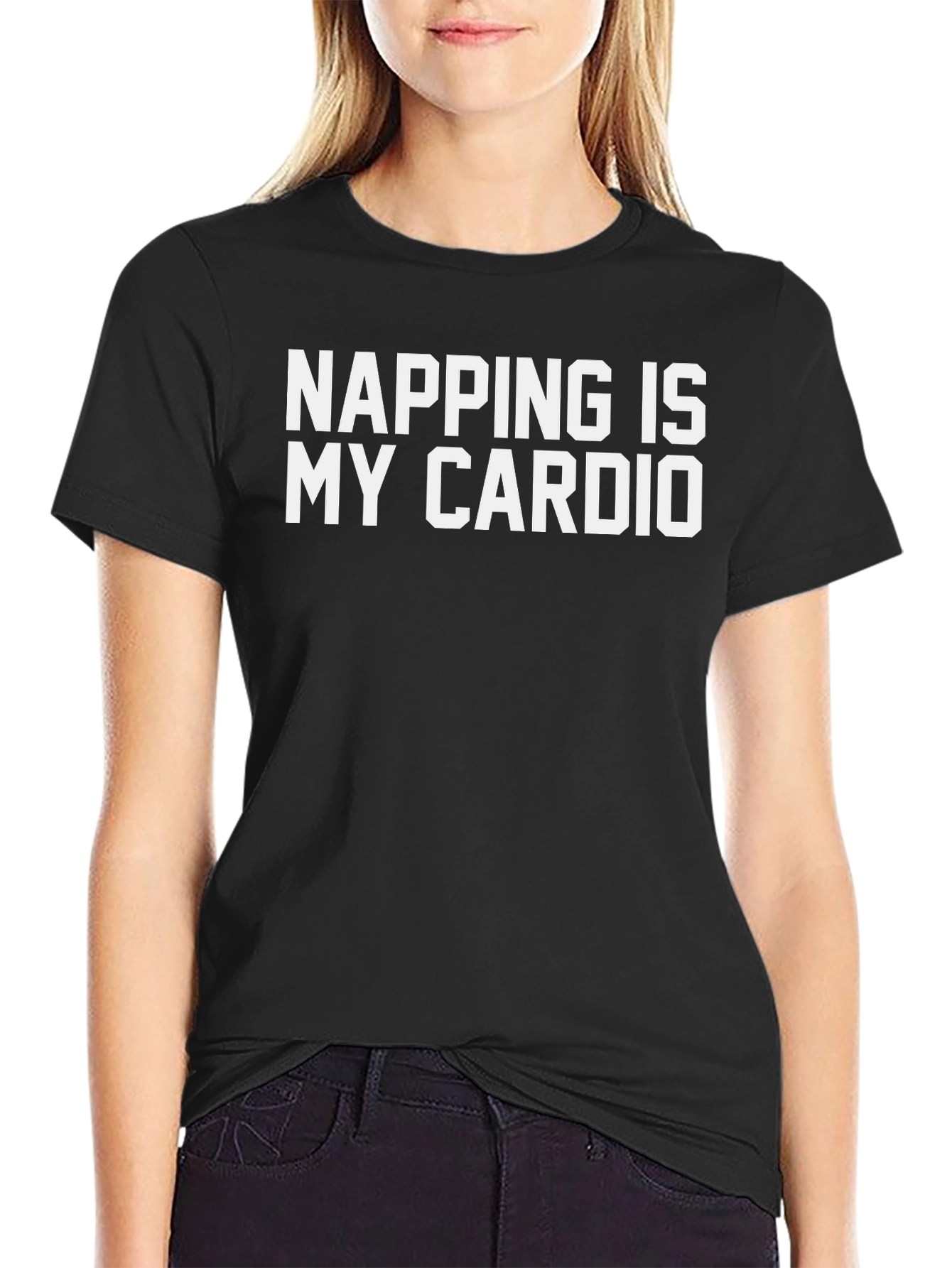 Black Napping is My Cardio Black Graphic T-Shirt view 2