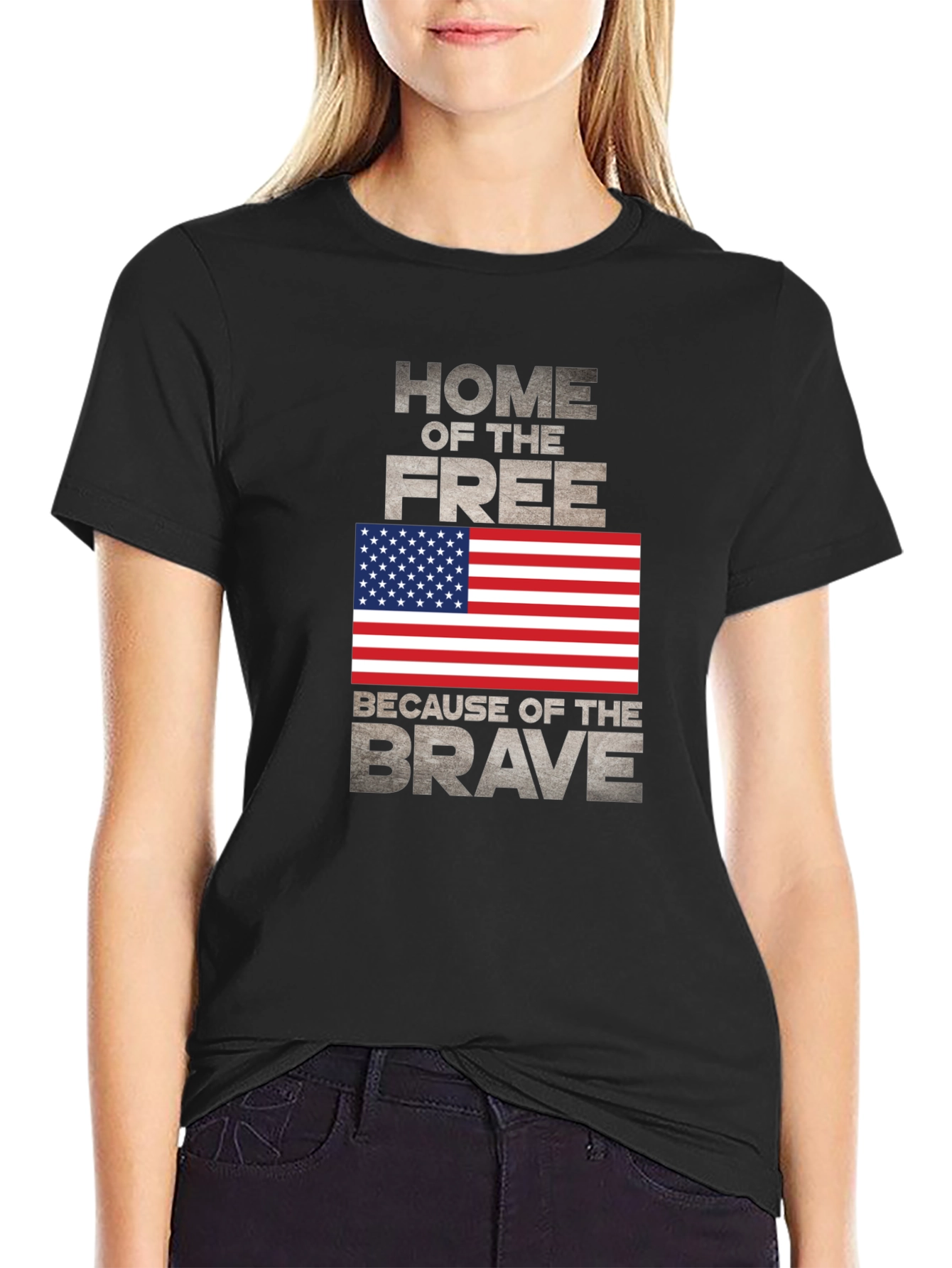 Black Home of the Free Patriotic T-Shirt view 2