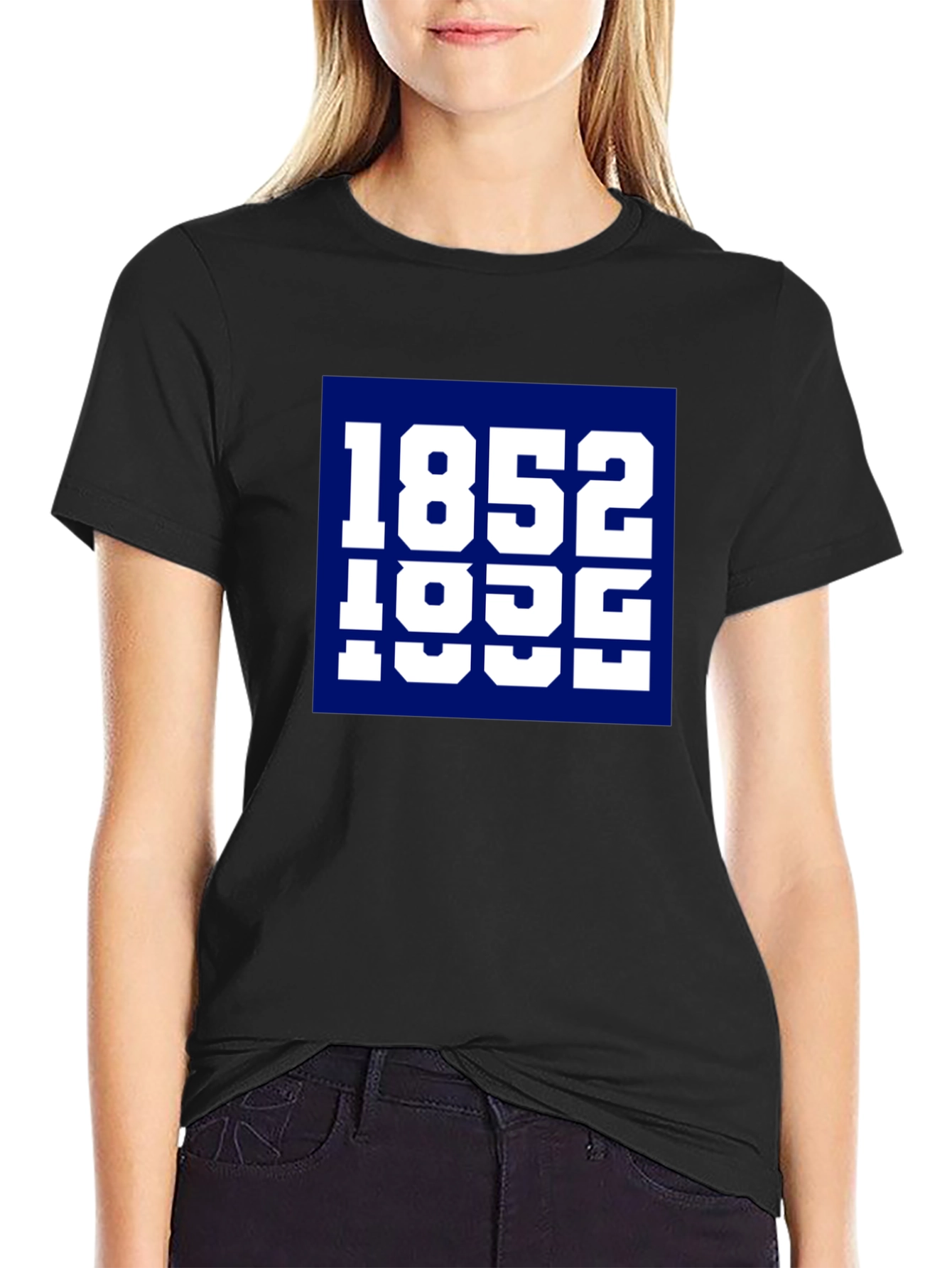 Black 1852 Tee - Retro Collegiate Style T-Shirt view 2
