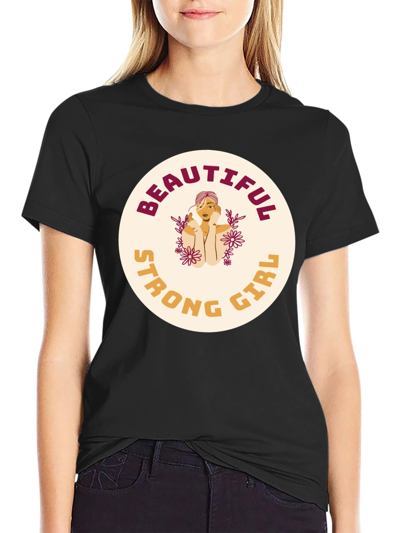 Black Beautiful Strong Girl Graphic Tee view 2