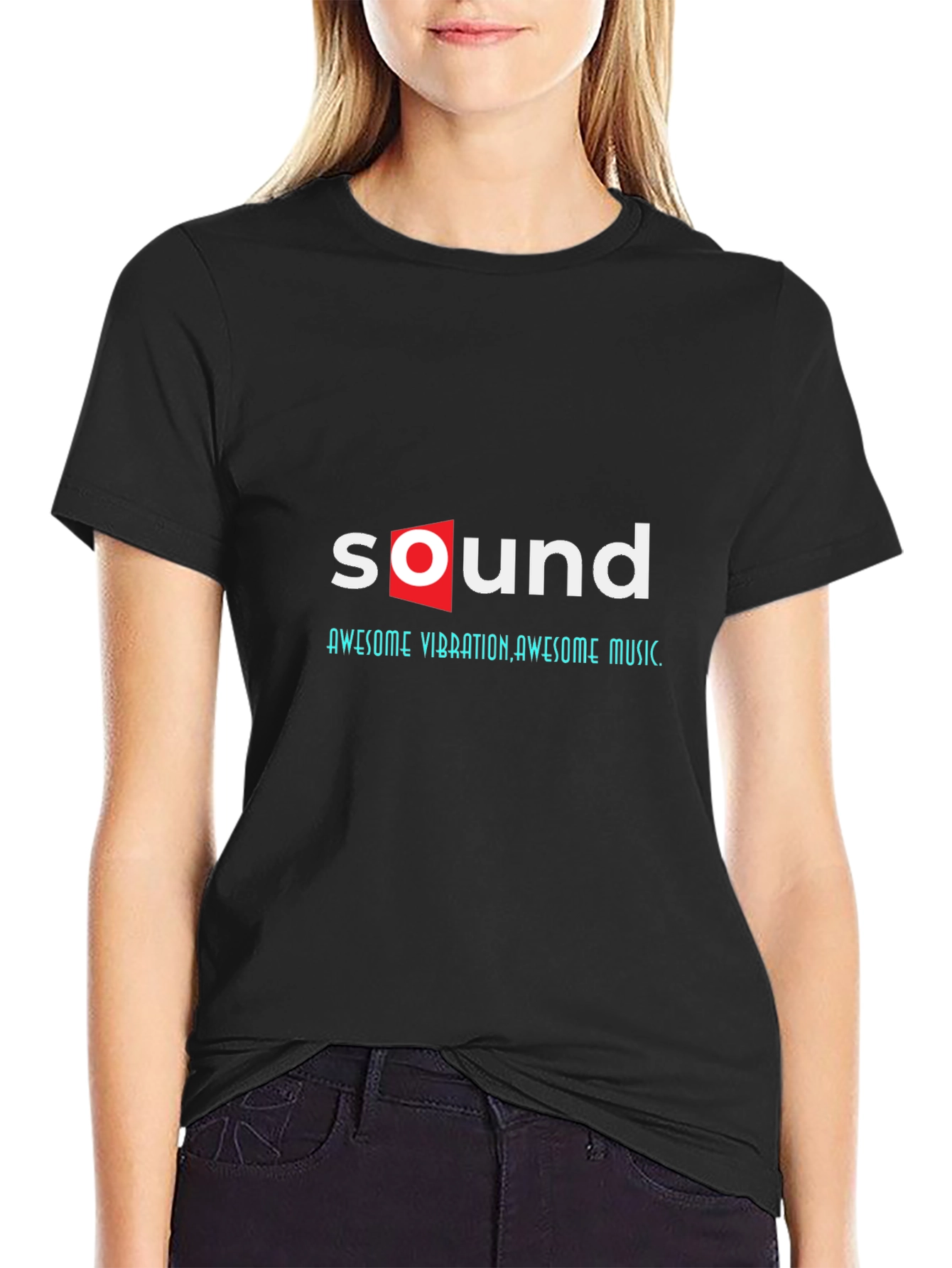Black Awesome Sound Vibration Music Graphic Tee view 2