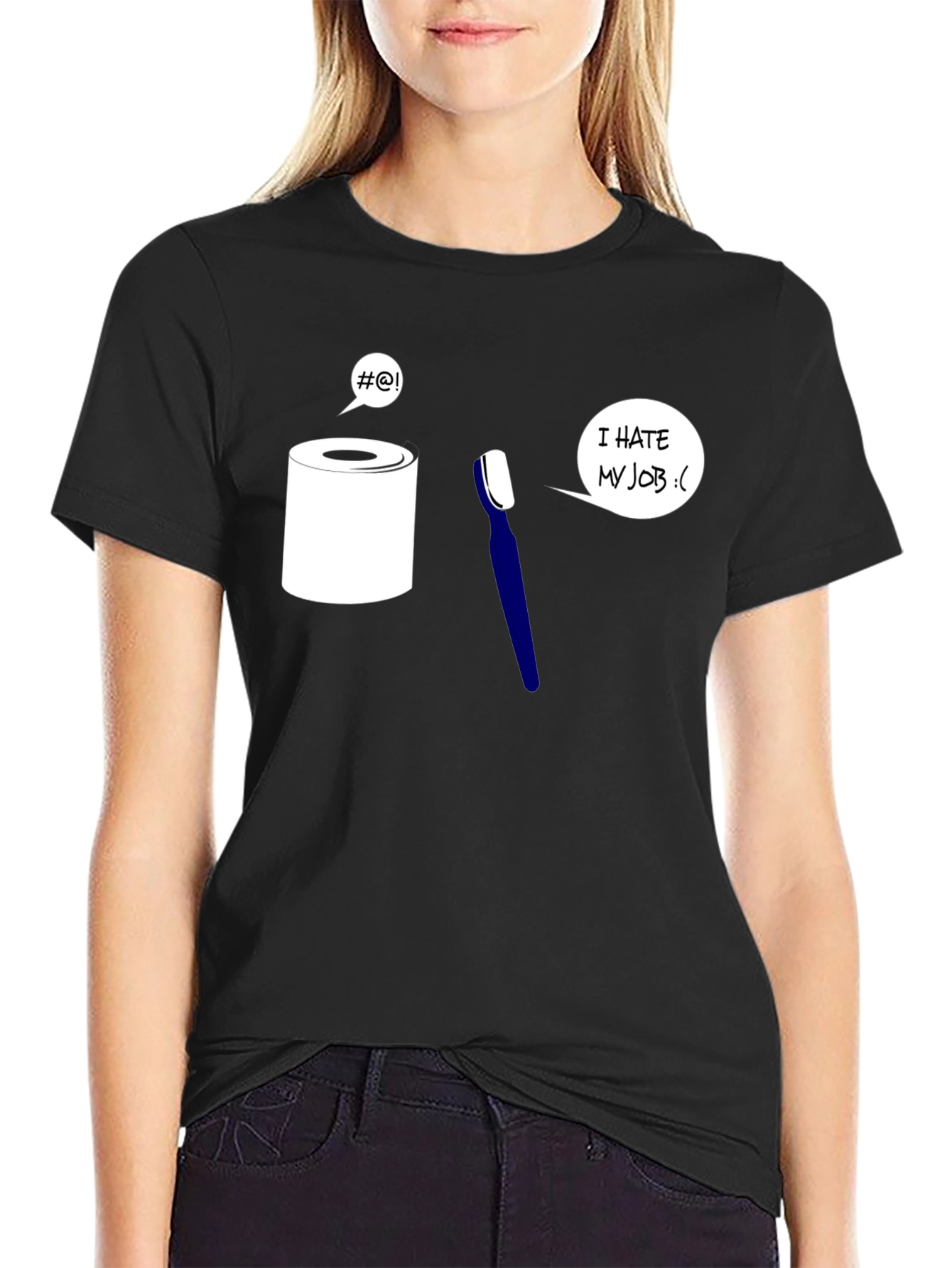 Black Humorous Toilet Humor T-Shirt view 2