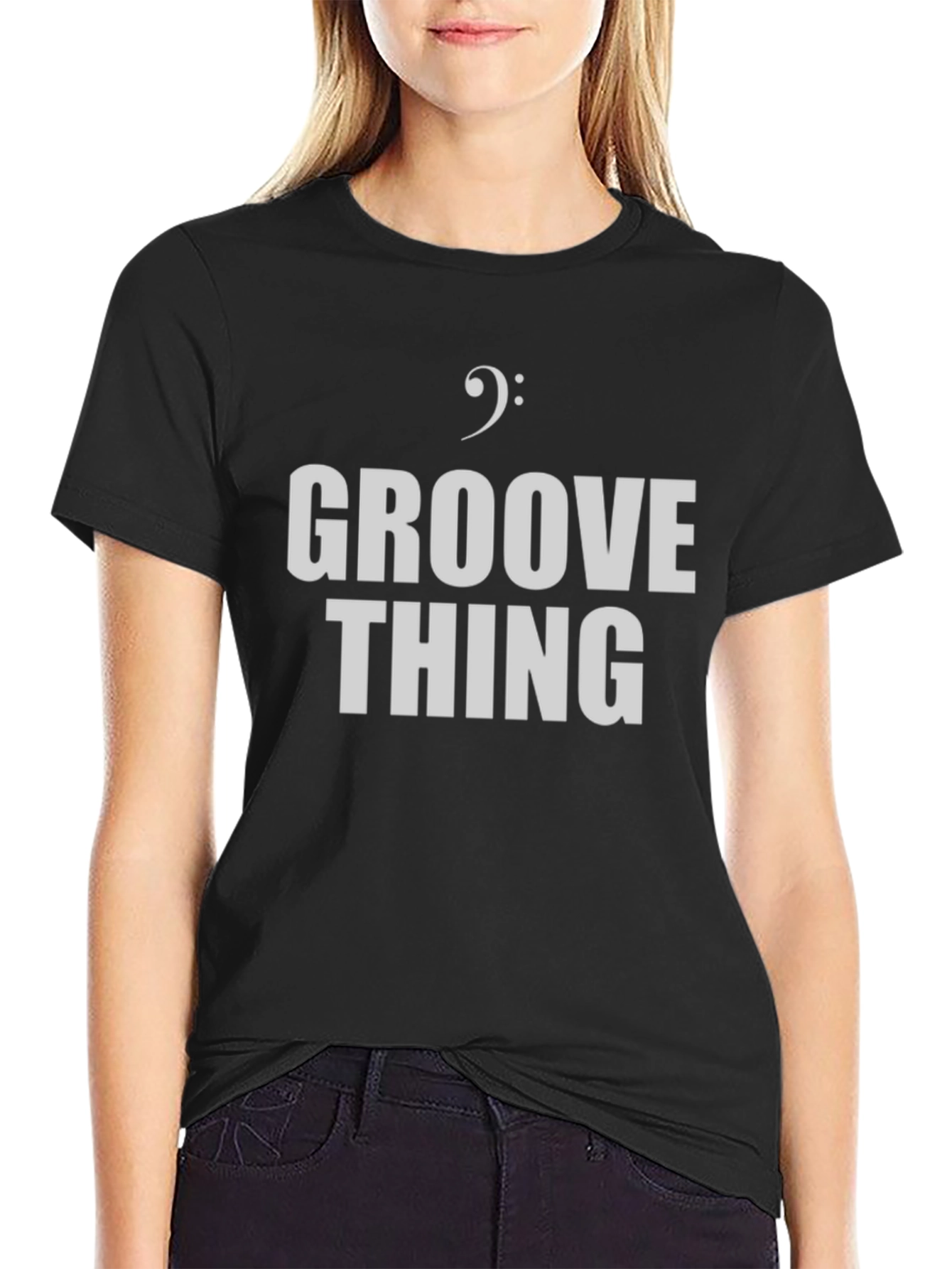 Black Groove Thing T-Shirt - Bass Clef Graphic Tee view 2