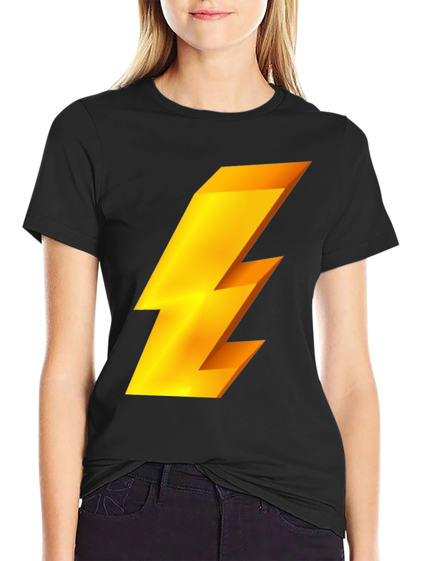 Black Lightning Bolt Graphic Tee - Black view 2