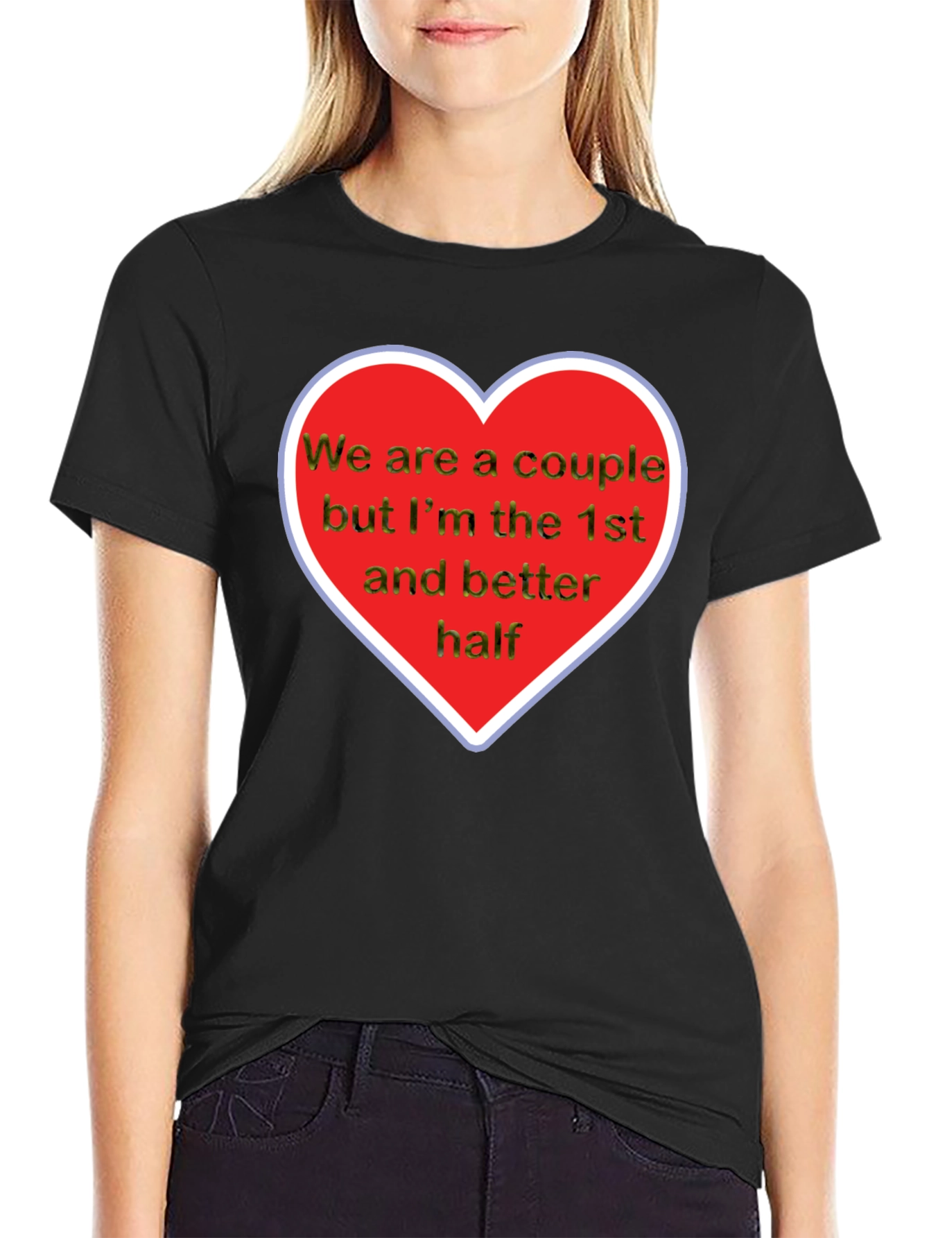 Black Funny Couple T-Shirt - 1st & Better Half view 2