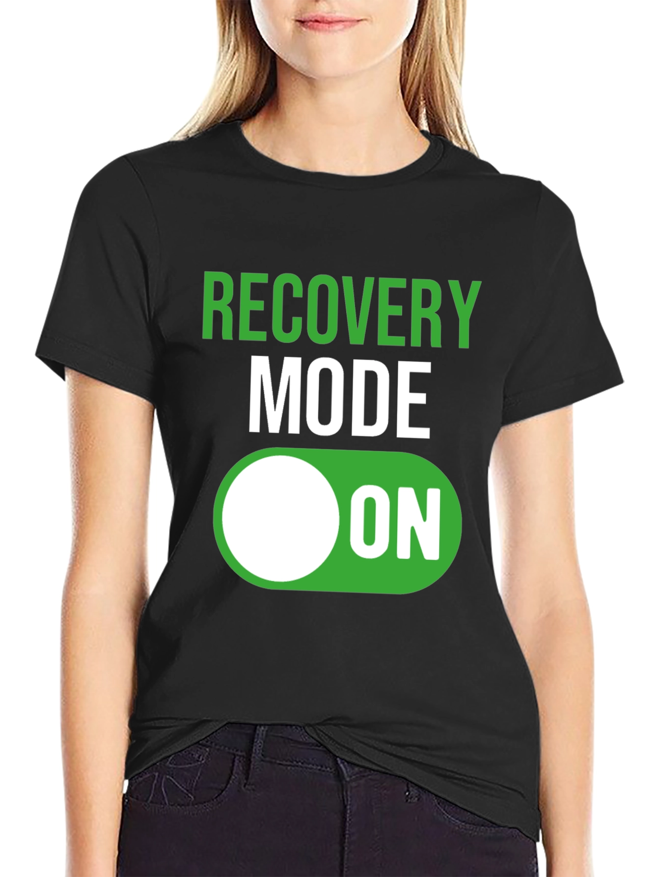 Black Recovery Mode ON T-Shirt - Funny Get Well Gift view 2