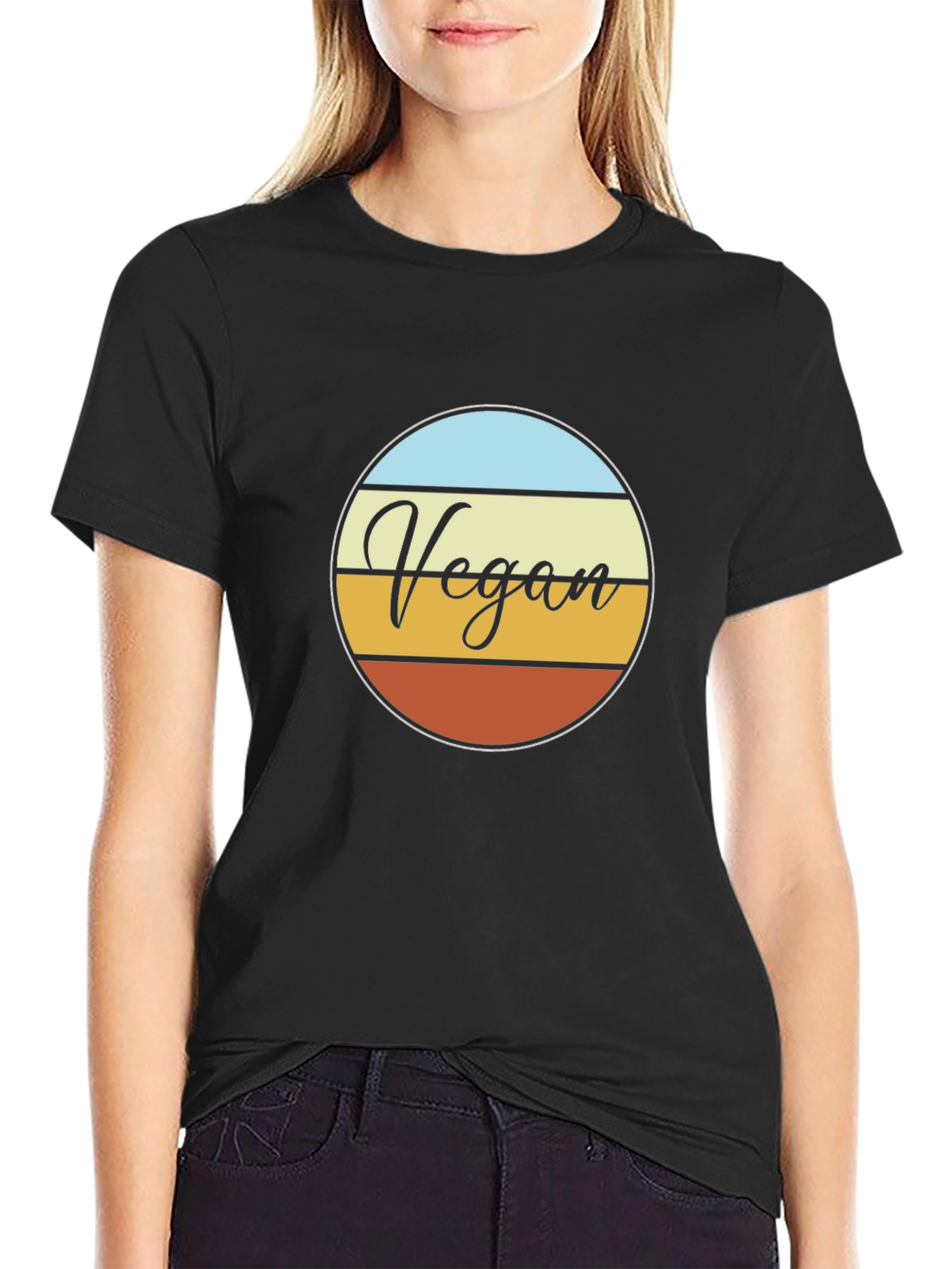 Black Vegan Retro Circle T-Shirt - Black view 2