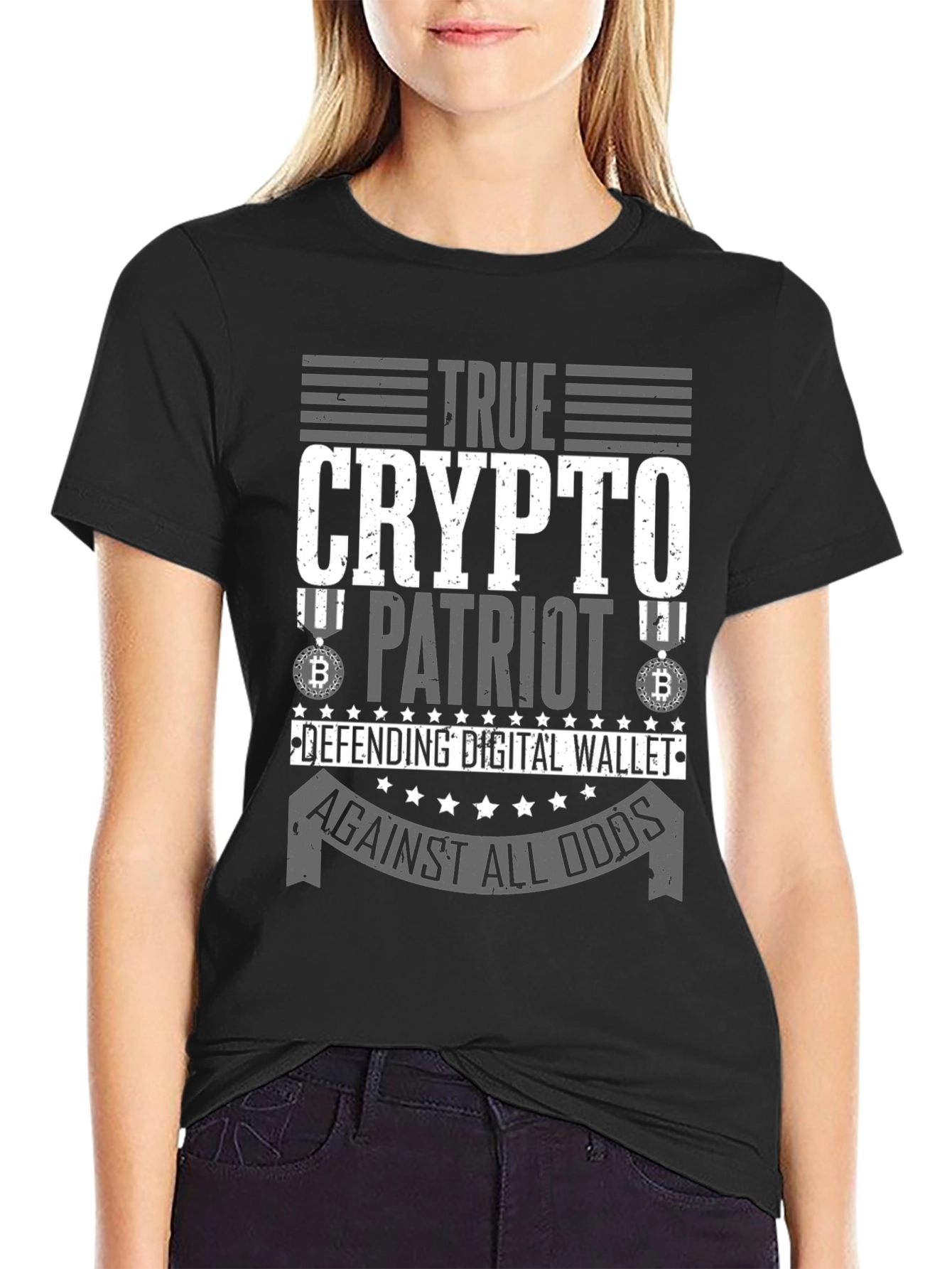 Black True Crypto Patriot Graphic Tee view 2