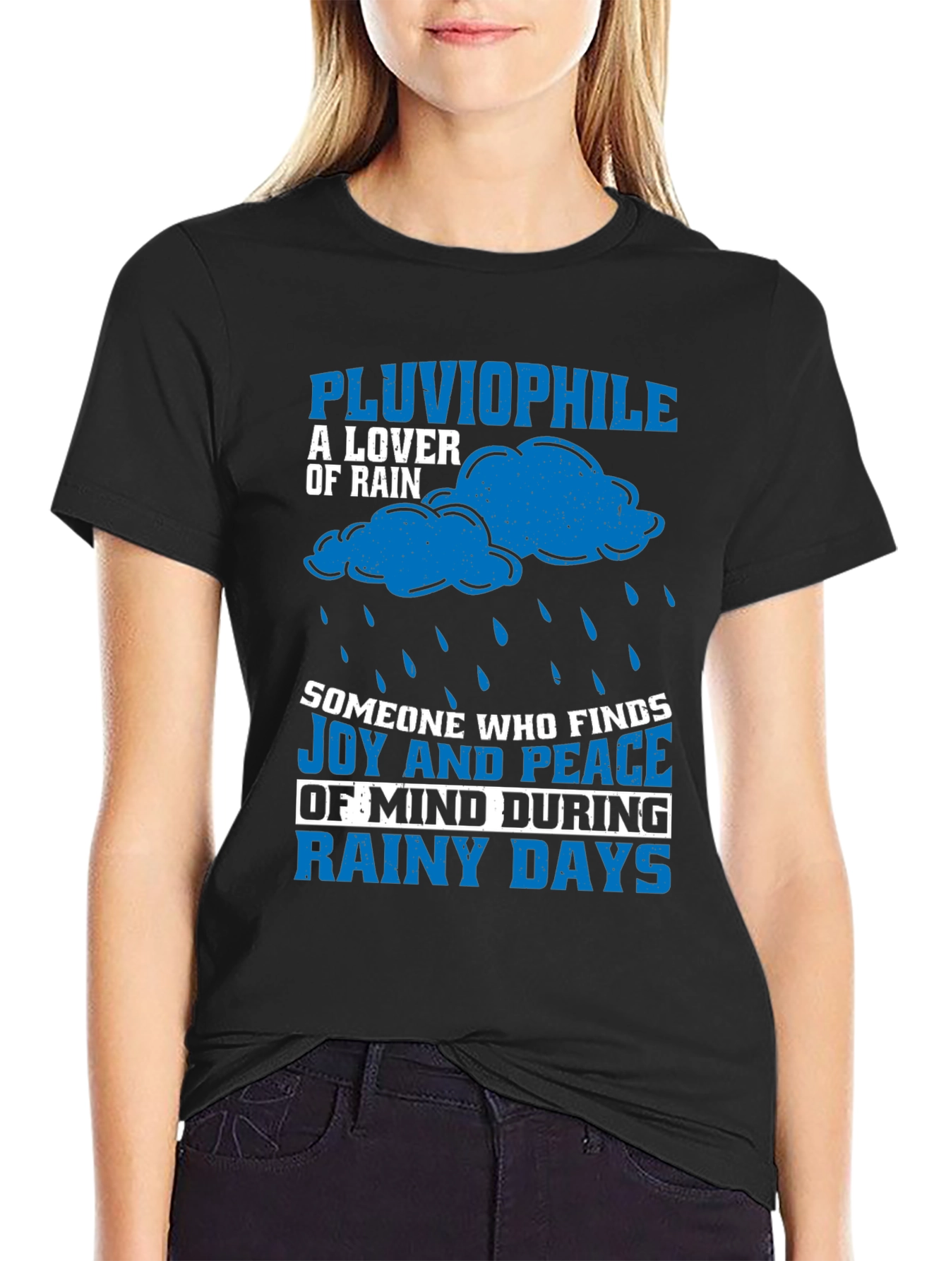 Black Pluviophile Rain Lover Graphic T-Shirt view 2