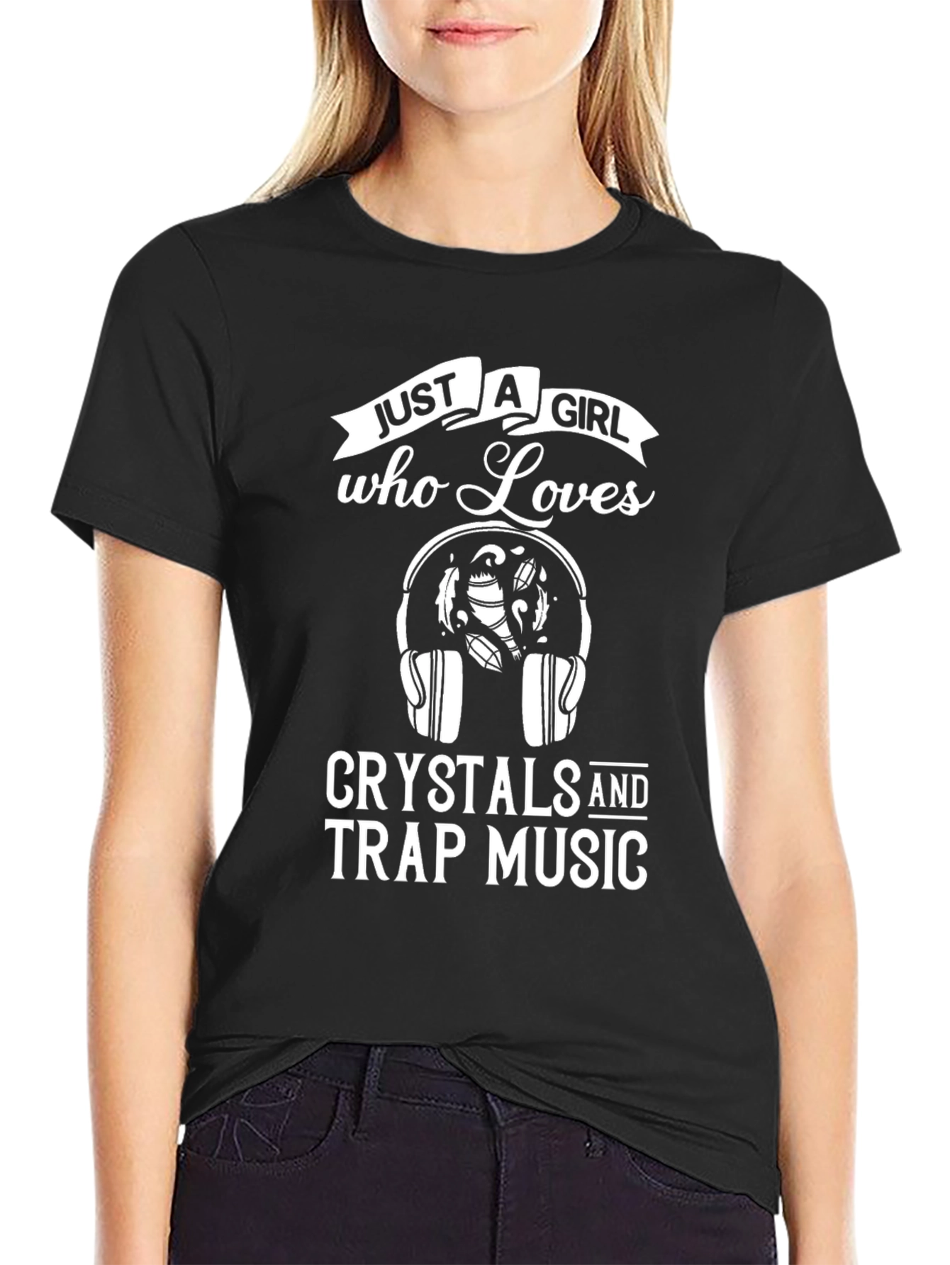 Black Crystals & Trap Music T-Shirt - Girl Who Loves Design view 2