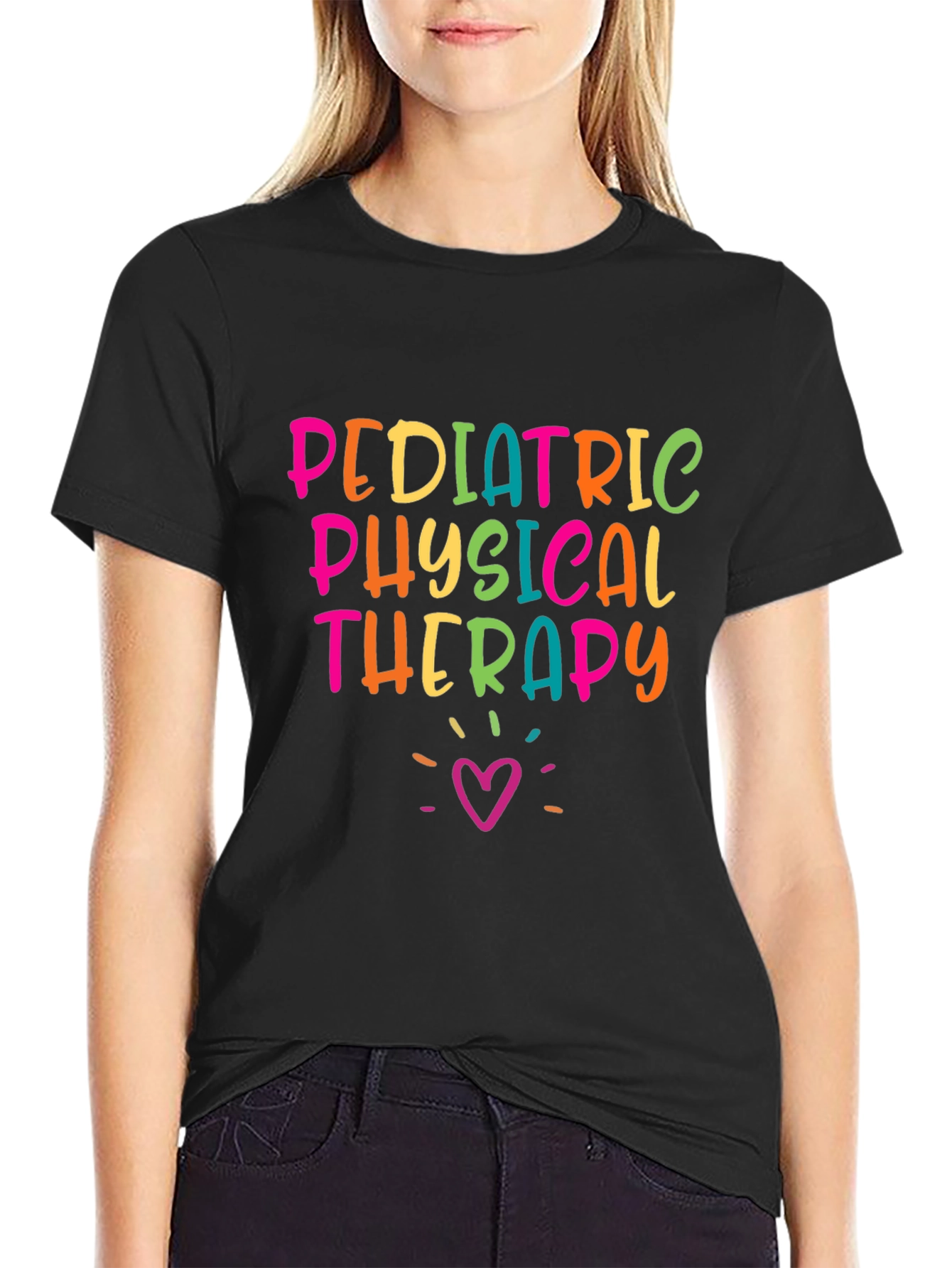 Black Pediatric Physical Therapy T-Shirt, Therapist Apparel view 2