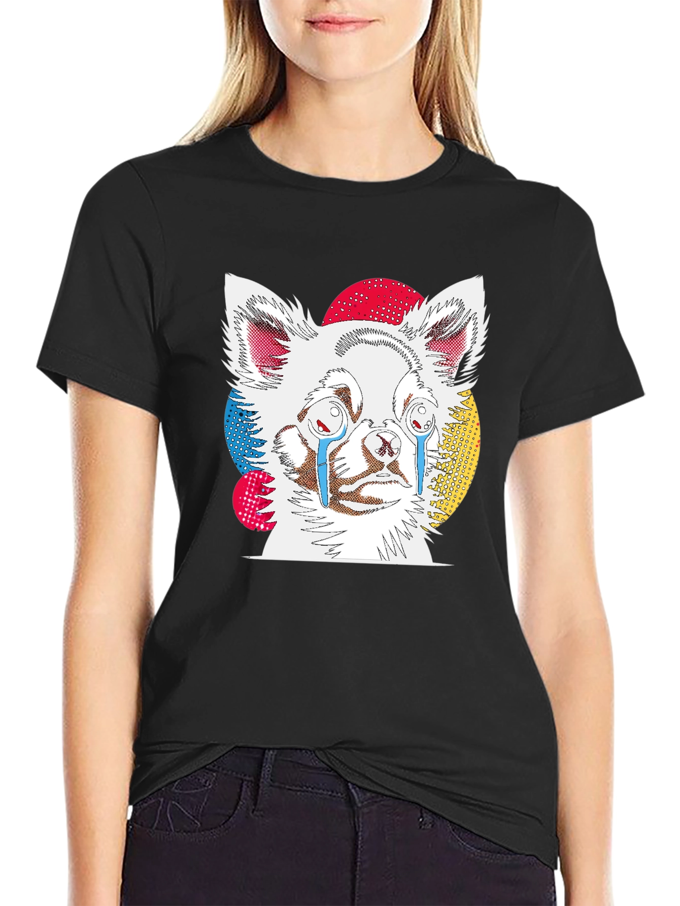 Black Sad Chihuahua Graphic Black T-Shirt view 2
