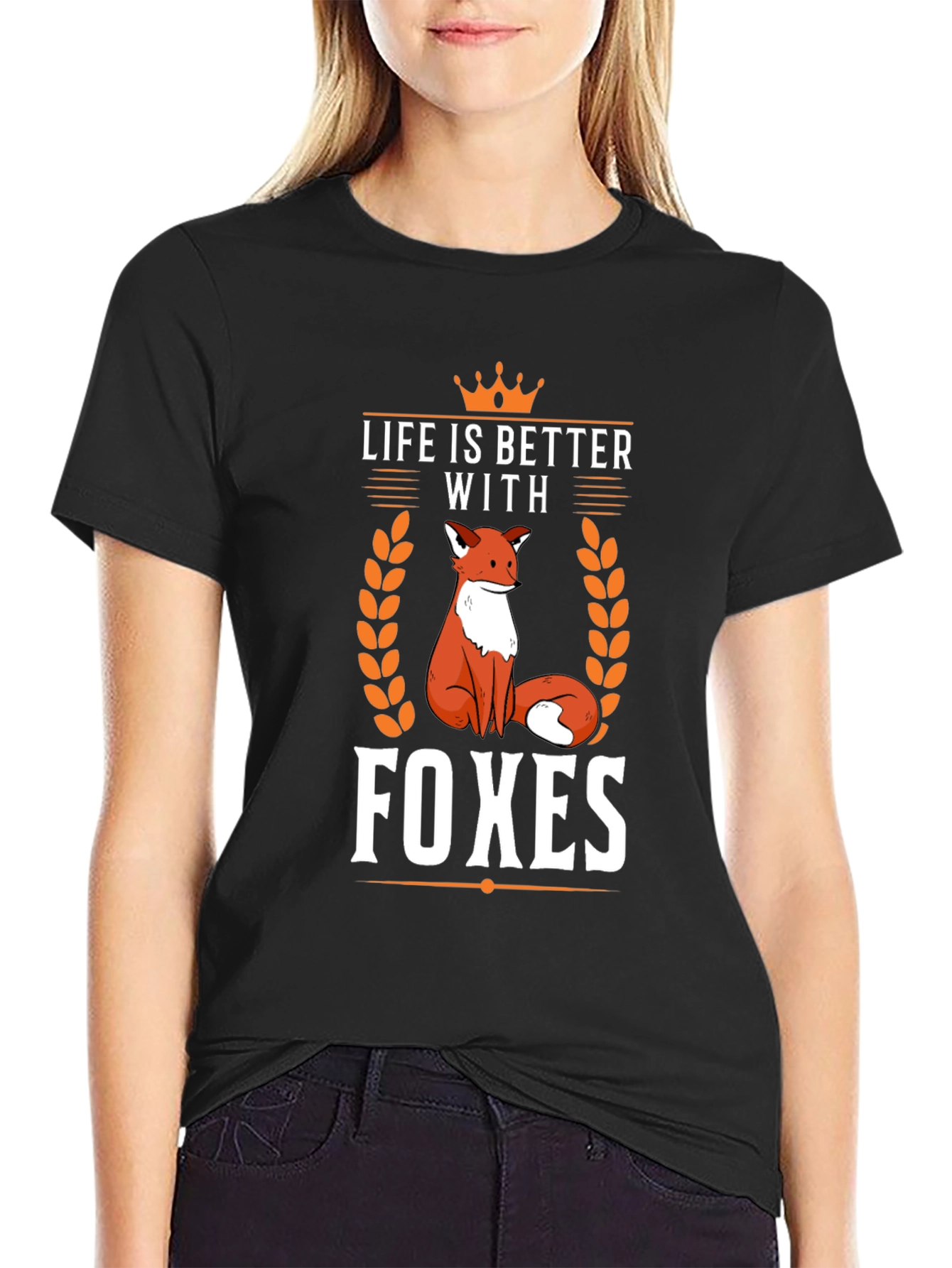 Black Life is Better with Foxes Black T-Shirt view 2