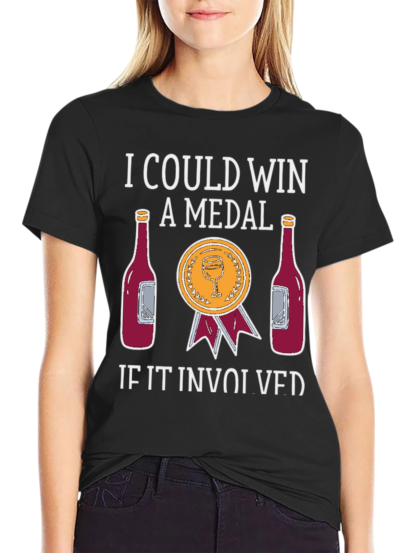 Black Wine Medal T-Shirt: Funny Wine Lover Tee view 2