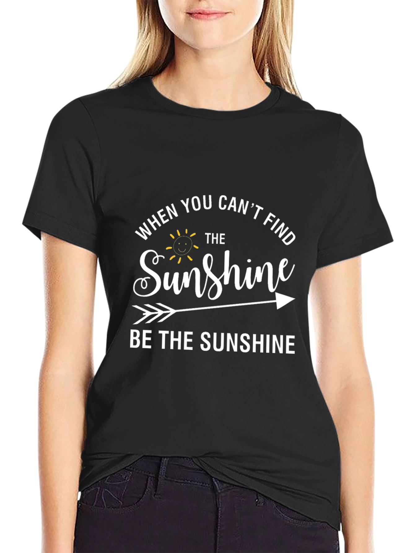 Black Sunshine Graphic Tee - Inspiring Black T-Shirt view 2