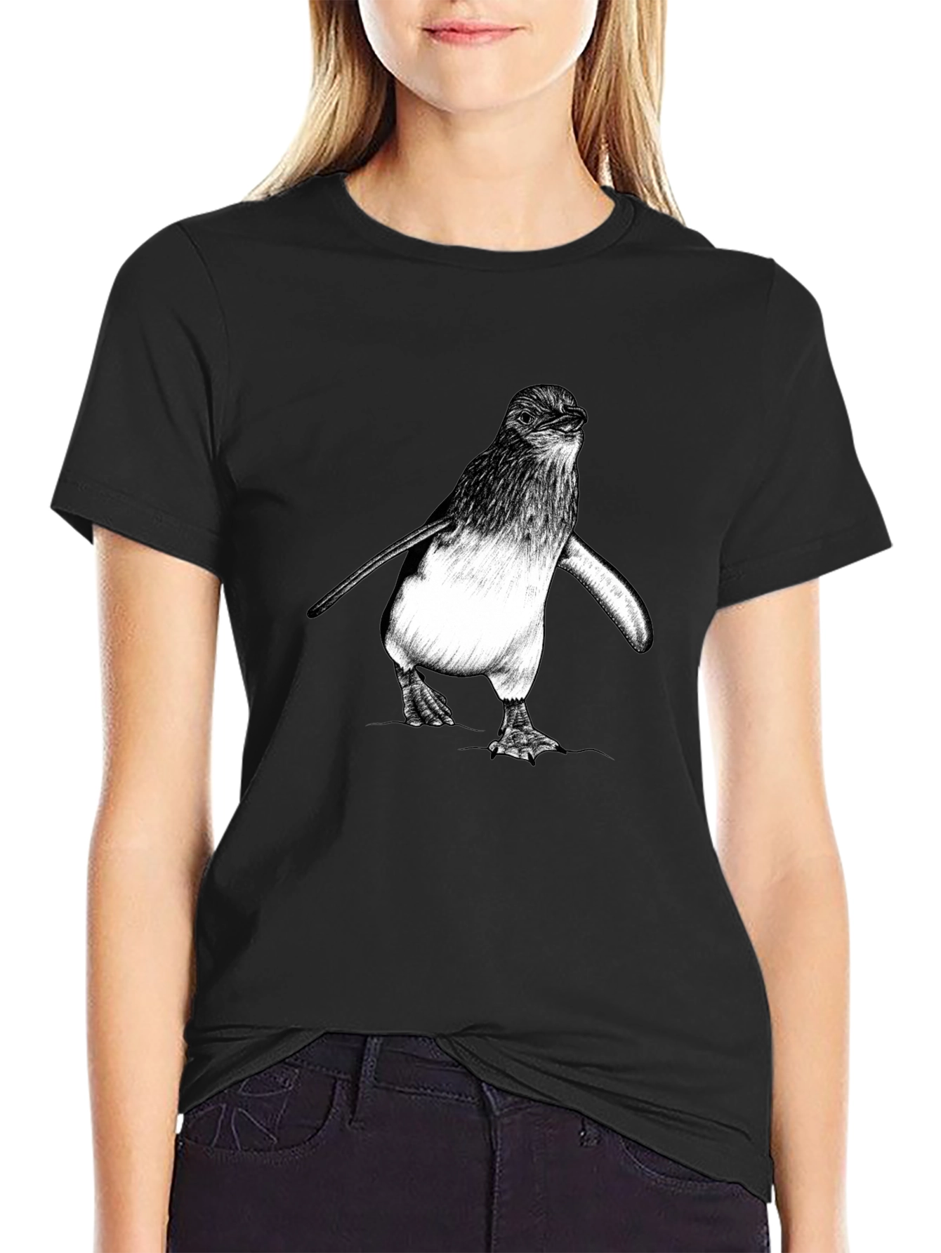 Black Penguin Graphic Tee - Black Cotton Comfort view 2