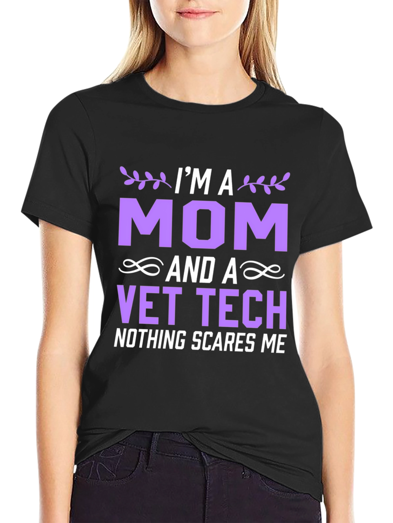 Black I'm A Mom And A Vet Tech T-Shirt view 2