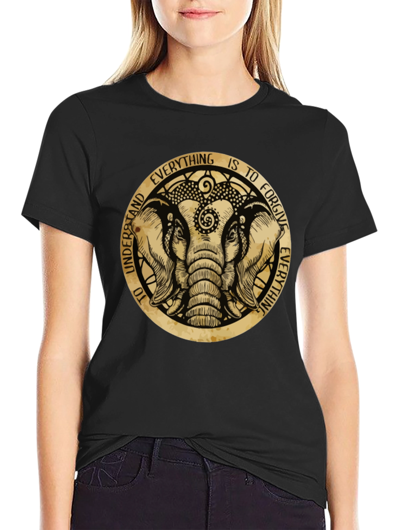 Black Elephant Forgiveness Graphic T-Shirt view 2