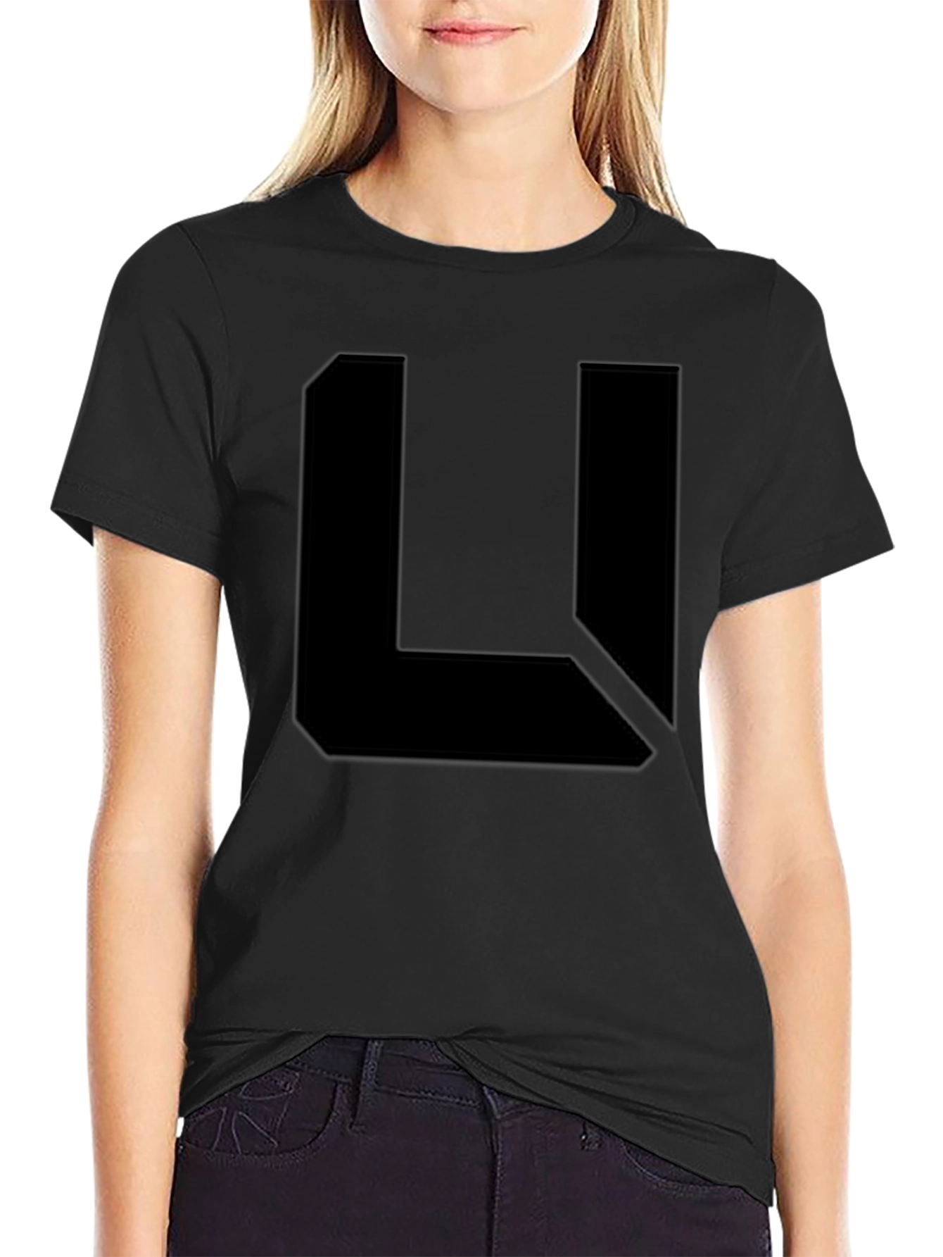 Black Abstract L Graphic Black T-Shirt view 2