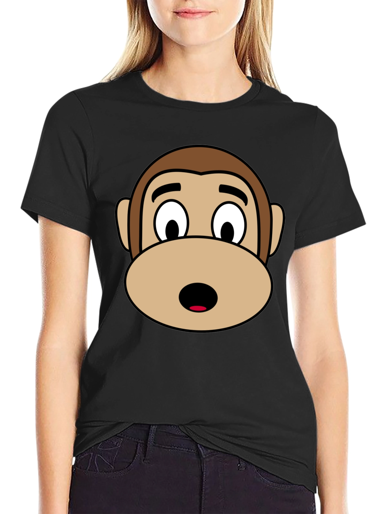 Black Monkey Face Graphic Tee - Black Unisex T-Shirt view 2