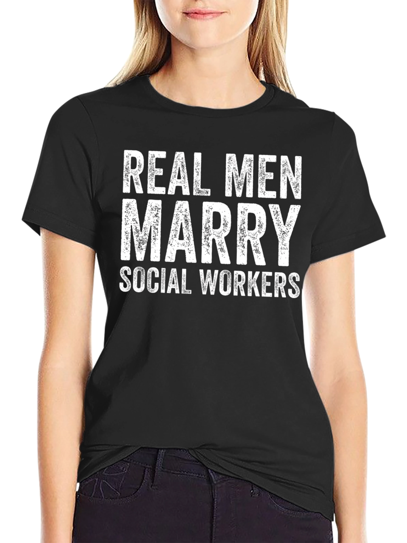 Black Real Men Marry Social Workers Graphic Tee view 2